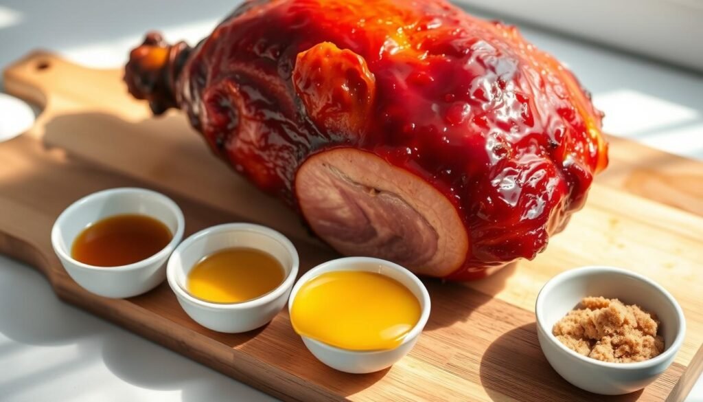 Glazing a ham