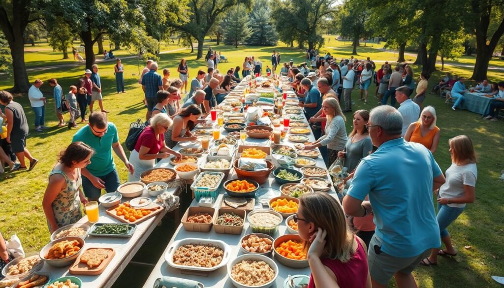 Large potluck party